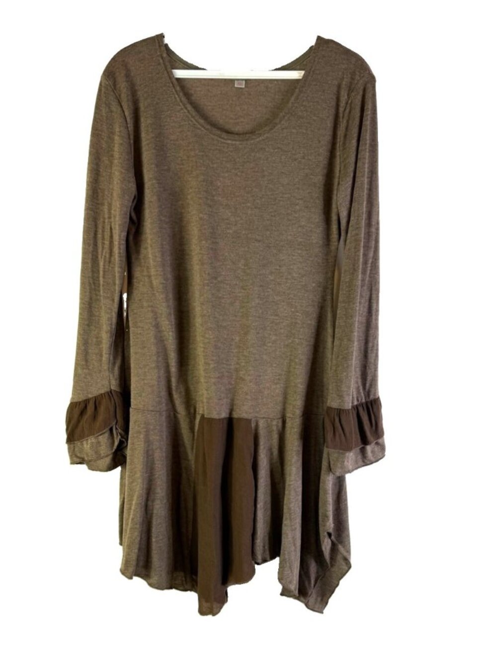 Pretty Angel Shirt Tunic Cop Frill Ruffle Linen Blend Lagenlook Fai